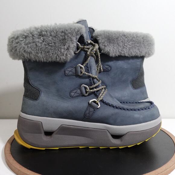 UGG Auden Winter Boots Men Size 11 Navy Waterproof Shearling Lined Snow Moc Toe - Picture 7 of 10